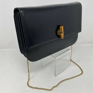 Gucci Smooth Black Leather Large Shoulder Bag